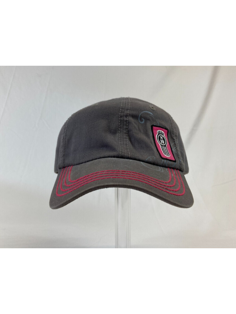Womens Kenworth Trucking Baseball Cap Strapback Hat Gray Scrollwork Casual OSFA